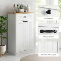 HOMCOM Laundry Cabinet with Removable Basket and Drawer, Tilt-Out Laundry Hamper for Bathroom, Living Room, White(m-5)