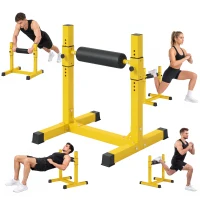 Soozier Bulgarian Split Squat Stand, 12-Level Adjustable Single Leg Squat Stand for Lower Body Strength Training, Yellow(m-9)