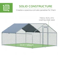 PawHut Large Chicken Coop Metal Chicken Run for Chickens with Waterproof and Anti-U Cover, Spire Shaped Walk in Fence Cage Hen House for Outdoor and Yard Farm Use, 1.26" Dia, 9.8' x 13.1' x 6.4'(m-9)