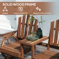 Outsunny Wooden Outdoor Loveseat, Wagon Wheel Outdoor Bench with Table, Carbonized(m-7)