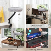 PawHut Cat Desk Bed 360° Rotatable Adjustable Height for Home Office Work Window(m-6)