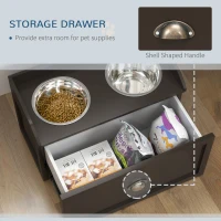PawHut Pet Feeding Station Pet Dish Bowl Set with Storage, 2 Elevated Dog Bowls for Large Sized Dogs, Coffee(m-5)