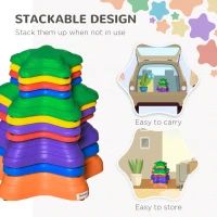 Outsunny 11PCs Larger Size Balance Stepping Stones for Kids with Non-slip Bottom, Stackable Obstacle Course Outdoor Indoor, Play River Rocks with Starfish Style(m-4)