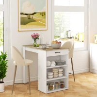 HOMCOM Bar Table with Drawer and 3 Storage Shelves, Bar Height Table, High Top Pub Table for Home Bar, Kitchen, Grey(m-1)