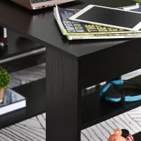 HOMCOM L Shaped Desk, 360° Rotating Corner Desk, Computer Writing Table Workstation with Storage Shelf for Home Office, Black(m-10)