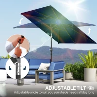 Outsunny 6.5x9.6ft Rectangle Aluminum Tilt Patio Umbrella, Garden Market Parasol, Outdoor Sunshade Canopy with Crank, Navy Blue(m-4)