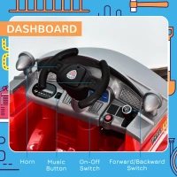 Aosom Kids Ride-On Car Fire Truck, 6V 7AH Battery Powered Fire Car with Parental Remote Control, Safety Belt, Lighting, Working Steering Wheels, Horn and Lift Ladder (Red)(m-5)