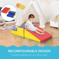 Soozier 2-Piece Climb and Crawl Activity Soft Play Set, Secure Foam Blocks Playset for Toddler Preschooler Babies Indoor, Activity Structure Play Equipment, Multi-colour(m-4)