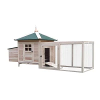 PawHut 77" Chicken Coop Hen House Rabbit Hutch Poultry Cage Pen Outdoor Backyard with Nesting Box Run Natural(m-2)