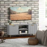 HOMCOM TV Stand with Storage for 55 Inch TV, Modern TV Cabinet with 2 Open Shelves and 2 Cabinets for Living Room, Grey(m-8)