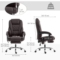 Vinsetto Massage Office Chair, Reclining Computer Chair with Adjustable Height and Footrest, Dark Brown(m-3)