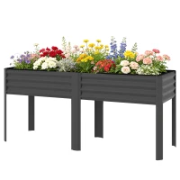 Outsunny Galvanized Raised Garden Bed with Legs, 71" x 22" x 31.5" Raised Planter Box with Reinforced Bars and Non-Woven Fabric(m-2)