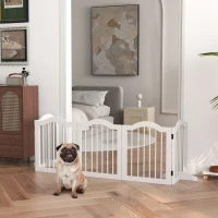 PawHut 24"H Foldable Dog Gate, 5 Panels Freestanding Pet Gate Barriers Indoor with Support Feet(m-8)