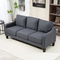 HOMCOM 3 Seater Sofa, Modern Couch with Pocket Spring, Linen Upholstered, Thick Padded, Charcoal Grey(m-11)