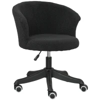 Vinsetto Armless Office Chair, Fluffy Computer Desk Chair with Adjustable Height, Swivel Wheels, Mid Back, Black(m-9)