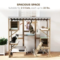 PawHut Outdoor Cat Enclosure with Window Access, 5 Platforms and 2 Resting Boxes, Waterproof Roof for Multiple Cats, Brown(m-7)