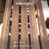 Outsunny Wooden Patio Table and Chairs for 4 People 3-Piece Carriage Wheels Design for Porch, Backyard, Balcony, Carbonized(m-6)
