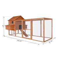 PawHut 144" Large Backyard Hen House Chicken Coop w/ Long Run(m-3)