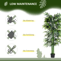 Outsunny Set of 2 6FT Artificial Bamboo Tree Fake Decorative Plant with Nursery Pot for Indoor Outdoor Décor(m-5)