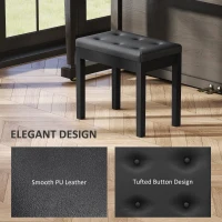 HOMCOM Faux Leather Keyboard Bench, Piano Bench with Storage and Padded Cushion, Black(m-4)