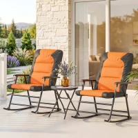 Outsunny 3-Piece Outdoor Foldable Rocking Chair Set, Orange(m-8)