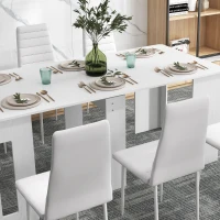 HOMCOM High Back Dining Chairs, Modern Upholstered PU Leather Accent Chairs with Metal Legs for Kitchen, Set of 6, White(m-6)