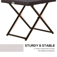Outsunny Patio Wicker Coffee Table, Outdoor PE Rattan Garden Folding Side Table, 15.75"x15.75"x15.75", Brown(m-5)