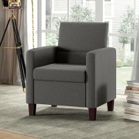 HOMCOM Fabric Accent Chair, Modern Armchair with Seat Cushion and Non-Slip Pads for Living Room, Bedroom, Dark Grey(m-8)