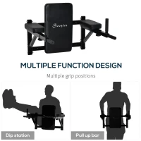 Soozier Wall Mounted Dip Station Multi-Function Power Tower Set Home Gym Pull Up Bar Chin Up Exercise Bar Knee Raise Triceps Leg(m-4)