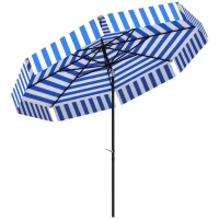 Outsunny 8.7FT Tilting Patio Umbrella with 8 Ribs, Crank Handle, Air Vent for Outdoor, Garden and Pool, Navy Blue(m-9)