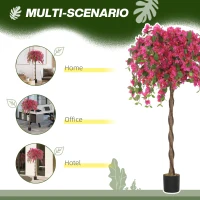 HOMCOM Decorative Artificial Plant, Murraya Flowers in Pot, Fake Plant for Home Indoor Decor, 59 inch, Purple and Red(m-5)