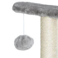 PawHut 17" Small Cat Tree with Scratching Post, Cat Tower with Rotatable Top Pole, Platform, 2 Dangling Balls, Light Grey(m-9)