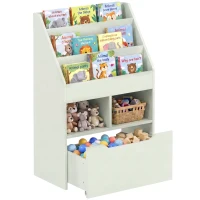 HOMCOM Kids Bookcase with Storage Drawer for Books, Reading Nook, for Classroom, Bedroom, Playroom, Green(m-9)