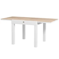 Outsunny Extendable Patio Dining Table, Aluminum Frame Outdoor Patio Table with Faux Wood Top for Garden Backyard, Natural Wood(m-2)