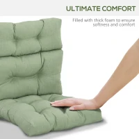 Outsunny Outdoor Patio Chair Seat/Back Chair Cushion Replacement, Tufted Pillow with Thick Filling and String Ties, Light Green(m-4)