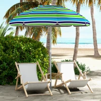 Outsunny 6ft Travel Beach Umbrella with Sand Anchor Height Adjustable Sun Umbrella with Tilt Bag 40+ UV Protection Multicolour(m-8)
