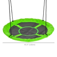 Outsunny 43.25" Saucer Swing, Nest Web Rope Seat with Adjustable Hanging Ropes, for Indoor Outdoor Children 3-12 Years Old, Green(m-3)