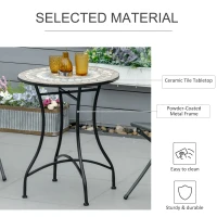 Outsunny Mosaic Patio Table, Round Coffee Table with Metal Frame, Garden Furniture for Outdoor, Poolside, Green(m-6)