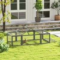 PawHut Large Wooden Rabbit Hutch Small Animal Habitat Enclosure Outdoor Run and Lockable Doors - Gray(m-12)