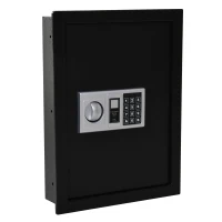 HOMCOM Flat Superior Electronic Hidden Wall Safe Box for Jewelry or Valuables Digital Lock Home Office Hotel Security (Black)(m-2)