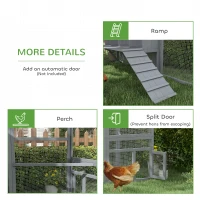 PawHut 9.2' x 6.1' Large Chicken Coop with Nesting Box, Water-Resistant and Anti-UV Cover for 8-12 Chickens, Gray(m-8)