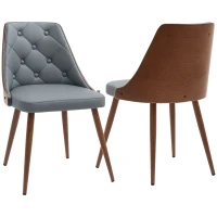 HOMCOM Dining Chairs Set of 2, Tufted Kitchen Chairs, PU Leather Upholstered Seats and Steel Legs for Dining Room, Grey(m-2)