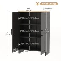 HOMCOM Modern Storage Cabinet with Doors and Adjustable Shelf for Kitchen, Living room, 23.6" x 11.8" x 35.4", Black(m-4)