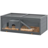 PawHut Small Animals Kit Hutch w/ Sliding Tray, Exercise Play House for Dwarf Hamsters, Gerbils, Chinchillas, Grey(m-9)