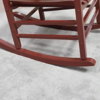 Outsunny Wooden Porch Rocking Chair Outdoor Patio Rocker Garden Single Leisure Reclining Seat Armchair Wine Red(m-7)