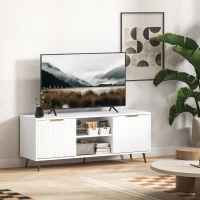 HOMCOM TV Stand with Storage for 55 Inch TV, Modern TV Cabinet with 2 Open Shelves and 2 Cabinets for Living Room, White(m-7)