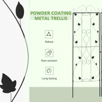 Outsunny Metal Trellis Set of 2, Garden Trellis for Climbing Plant Support Frames, Leaf Design(m-6)