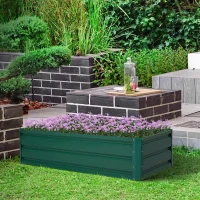 Outsunny 4' x 2' x 1' Galvanized Raised Garden Bed, Metal Garden Box with Open Bottom, Easy Assembly Outdoor Planter Box for Vegetables Flowers Herbs, Green(m-1)