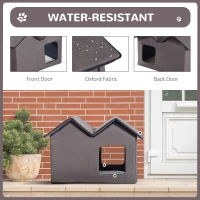 PawHut Double Heated Cat House Portable Indoor/Outdoor Kitty Shelter for Ferral Cat in Winter, Brown(m-7)