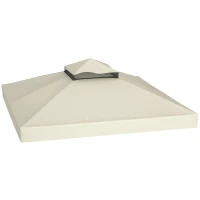 Outsunny 10' x 10' Gazebo Canopy Replacement Cover, 2-Tier Garden Gazebo Roof Replacement, UPF30+, TOP COVER ONLY, Cream White(m-9)
